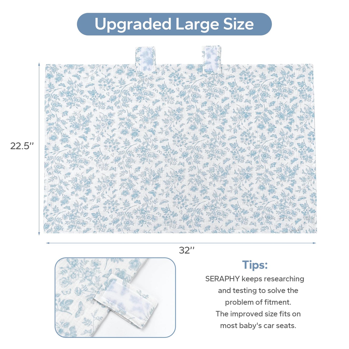 SERAPHY 100% Muslin Cotton Car Seat Covers for Babies, Universal Baby Car Seat Cover, Breathable Muslin Carseat Cover Canopies for Boys and Girls, Soft Infant Car Seat Cover for Summer — Rabbits