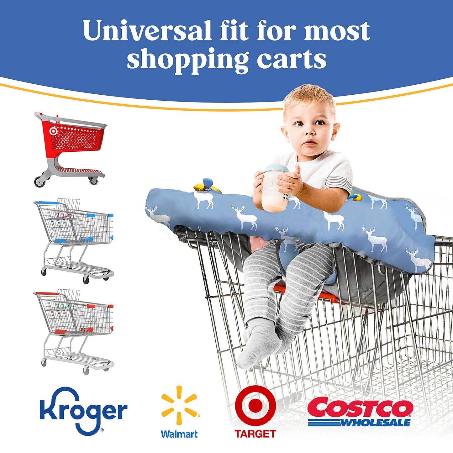 Shopping Cart Cover for Baby PILLANI, High Chair Cover for Restaurant Seat, Grocery Cart Cover for Baby Girl and Boy, Cotton Buggy Covers for Babies, Toddler Shopping Cart Cover
