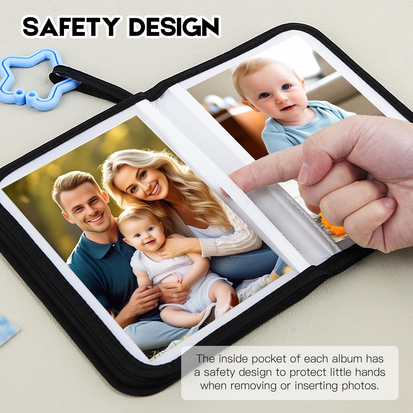 Baby's My First Photo Album for Baby Holds 21 4x6 Photos, Baby Photo Album Soft Cloth Family Book, My First Family Album for 4x6 Baby Shower Kids Toddlers Family Pictures, Toddler Photo Album (Blue)