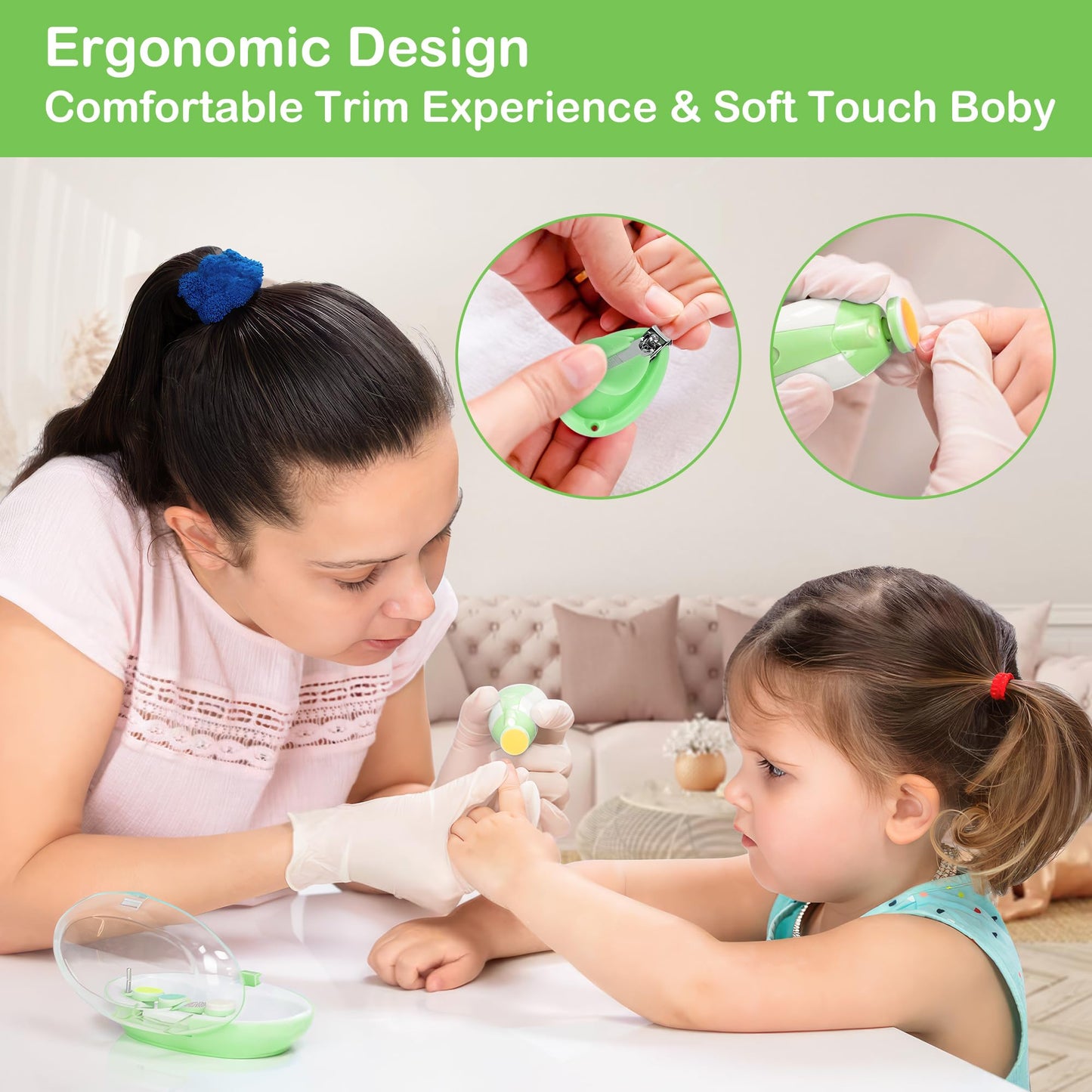 OTTOLIVES Baby Healthcare and Grooming Kit, 24 in 1 Baby Electric Nail Trimmer Set Newborn Nursery Health Care Set for Newborn Infant Toddlers Baby Boys Girls Kids (0-3 Years+) (Green)