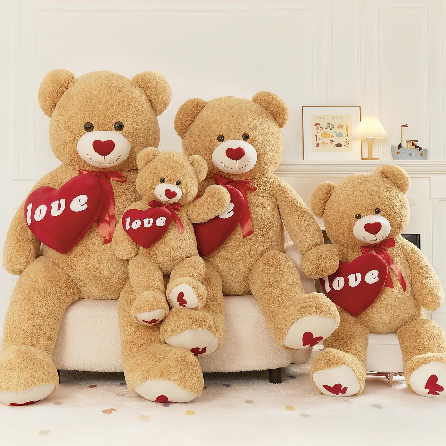 MorisMos Smile Giant Teddy Bear, 51inch Large Stuffed Bears with Big Footprints, Big Stuffed Animals Cuddly Plush Gifts for Girlfriends, Boyfriend, Dark Brown