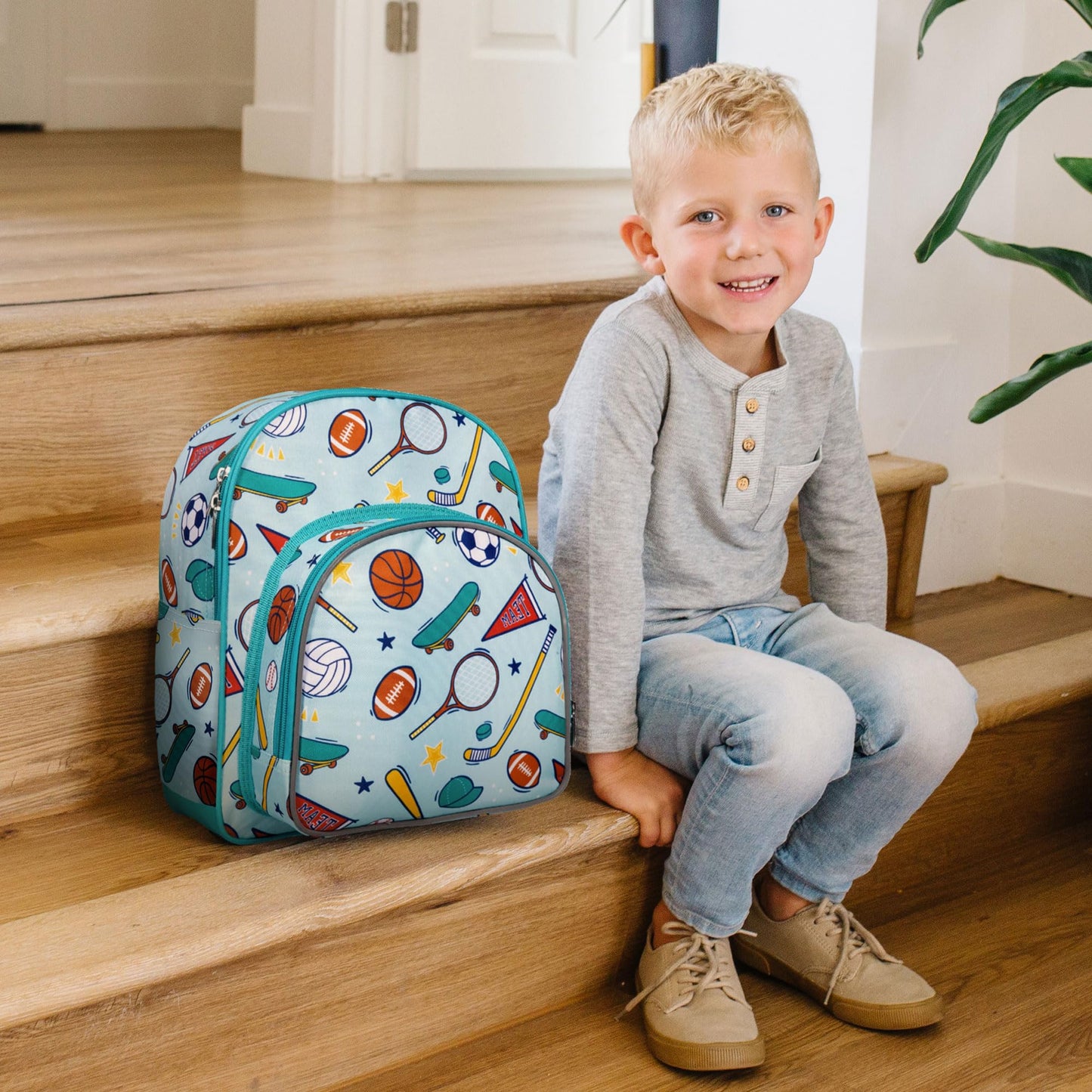 Wildkin 12-inch Kids Backpack – Padded, Adjustable, Ideal for Daycare & Travel - Trains, Planes, and Trucks