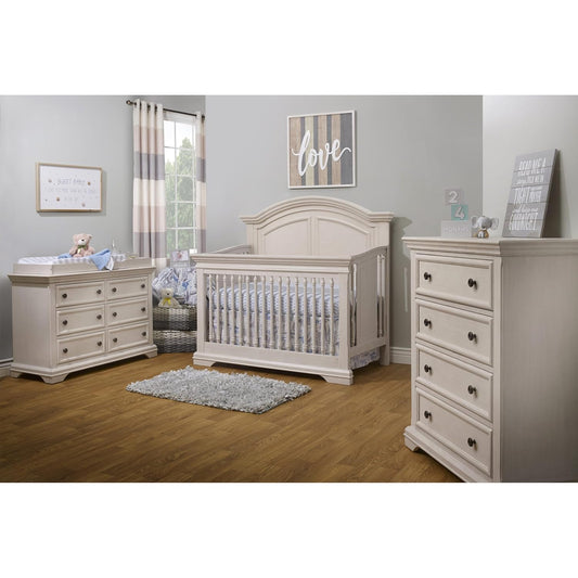 Sorelle Furniture High Arch Portofino Crib, Classic 4-in-1 Convertible Crib, Crib Made of Wood, Wooden Baby Bed, Toddler Bed, Child’s Daybed and Full-Size Bed, Nursery Furniture-Brushed Ivory