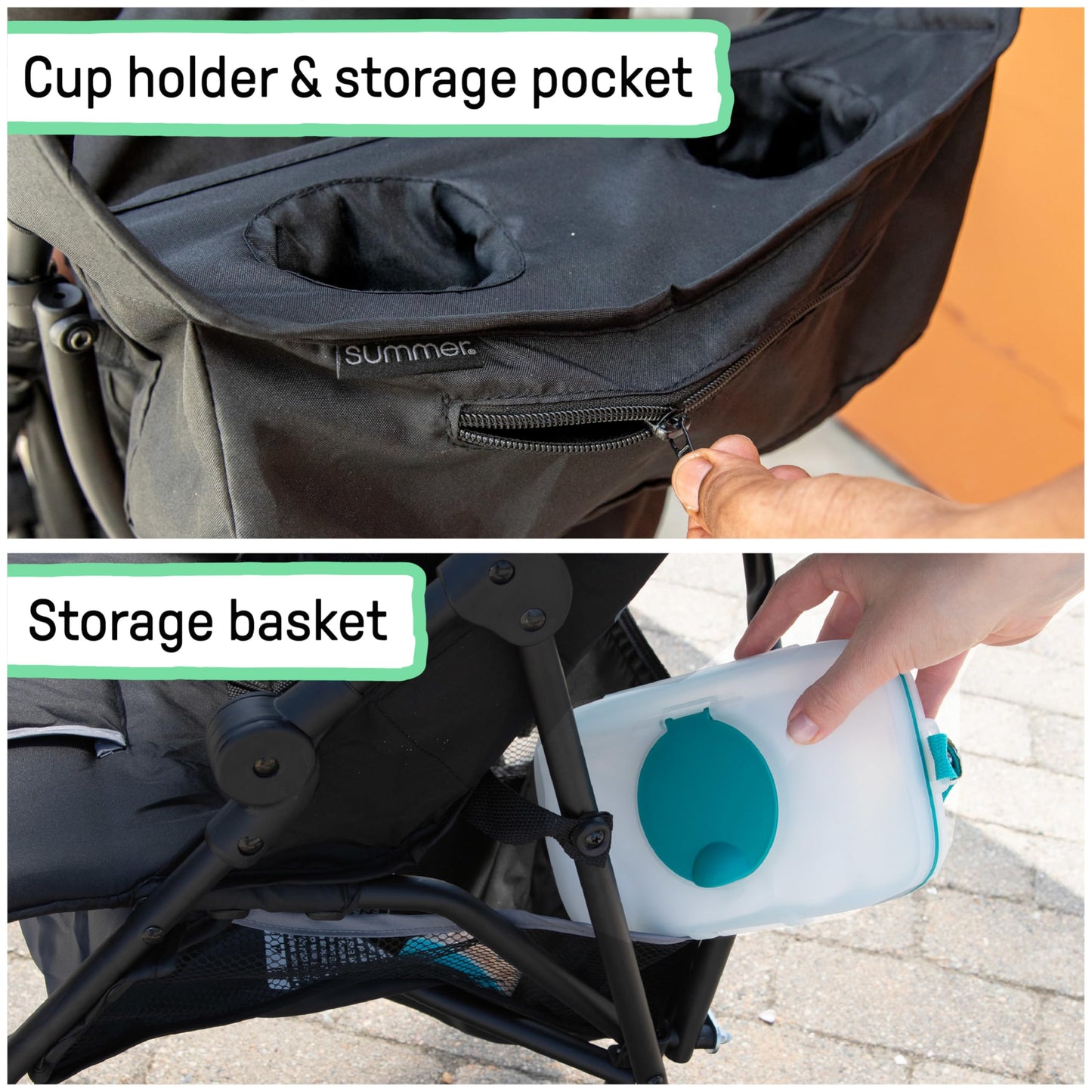 Summer by Ingenuity 3D Mini Convenience Stroller – Lightweight Stroller with Compact Fold, Multi-Position Recline, Canopy with Pop Out Sun Visor and More – Umbrella Stroller for Travel, Pink