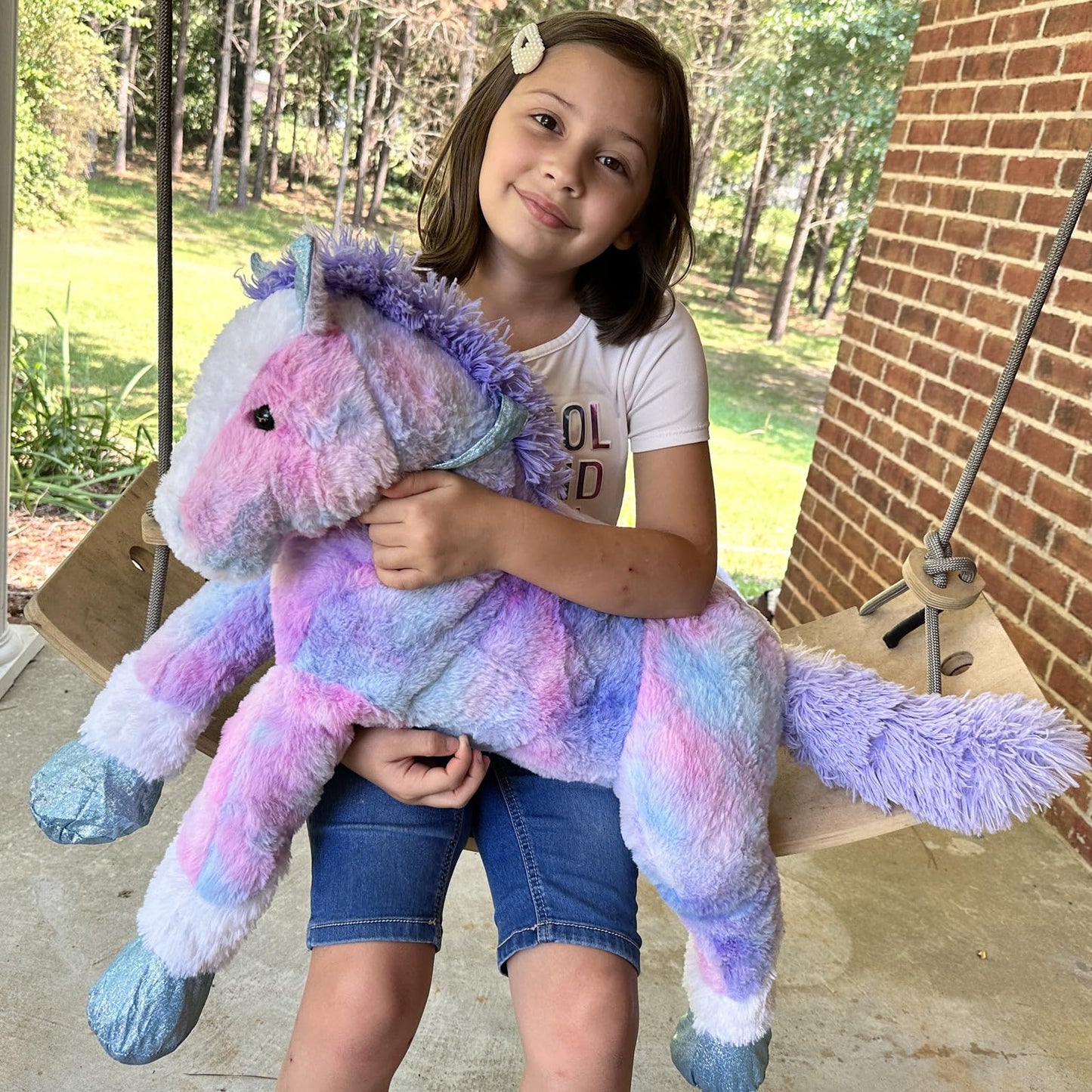 Tezituor 47 Inch Giant Horse Stuffed Animal, 4ft Realistic Chocolate Stuffed Horse Plush Toy, Hugging Soft Horse Pony Plush Pillow for Boys Girls,