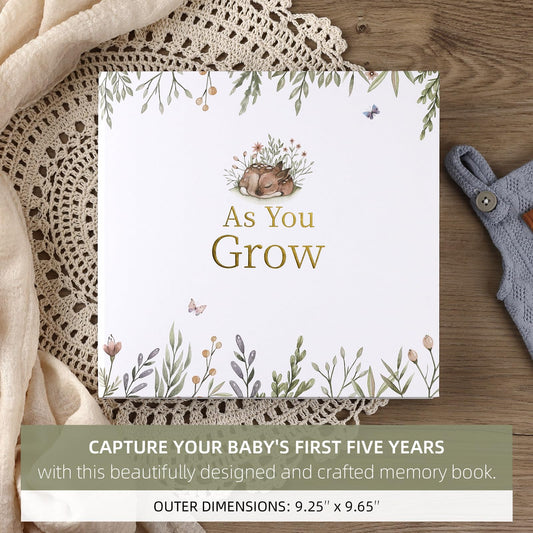 Keepsake Baby Memory Book - First 5 Year Journal - Gender Neutral Gift - Scrapbook or Photo Album for New Parents - Records Every Milestone from Birth to Age 5