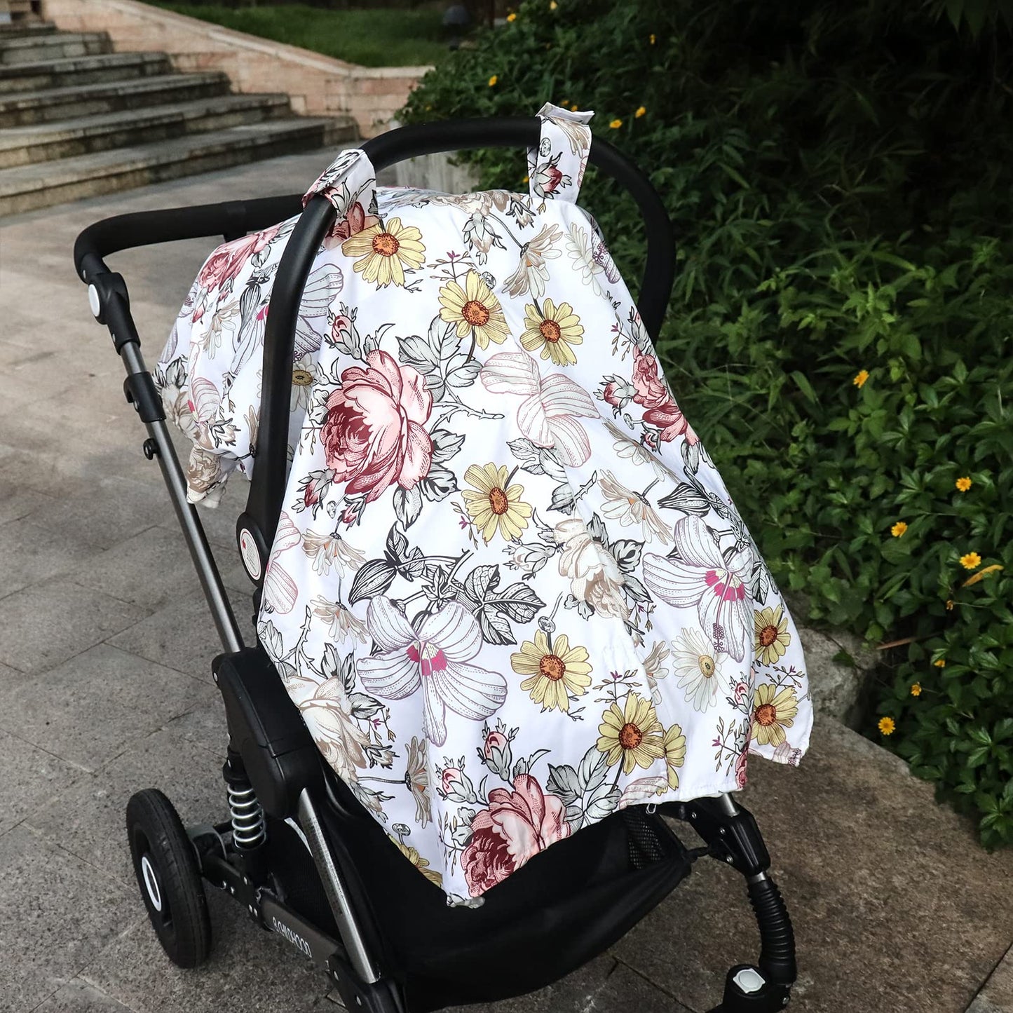 Car Seat Cover Baby, Infant Car Seat Canopy Covers for Newborn Girls Boys, Soft Breathable Mink Carseat Covers Stretchy Multi-Use Nursing Cover for Stroller Baby Car Seat, Purple Flroal