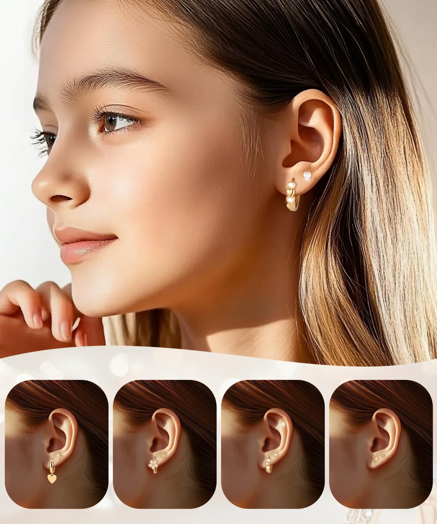 Stainless Steel Hypoallergenic Earrings for Girls Toddler Kids Baby Screw Flat Back Stud Earrings Set for Teen Jewelry