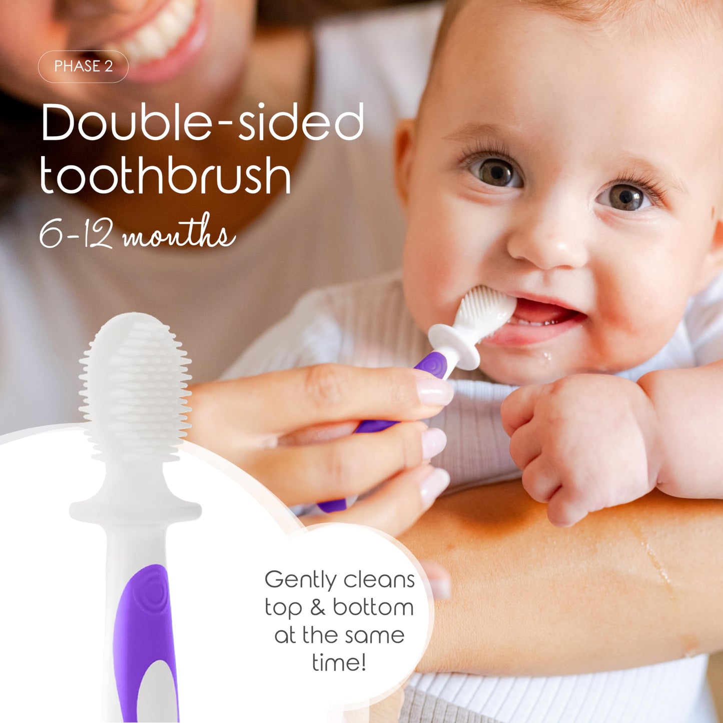 Cherish Baby Care Baby Toothbrush & Toddler Toothbrush Set (0-2 Years) - BPA-Free & Safety-Tested, 2023 Award Winner, Food-Grade Silicone (Teal)