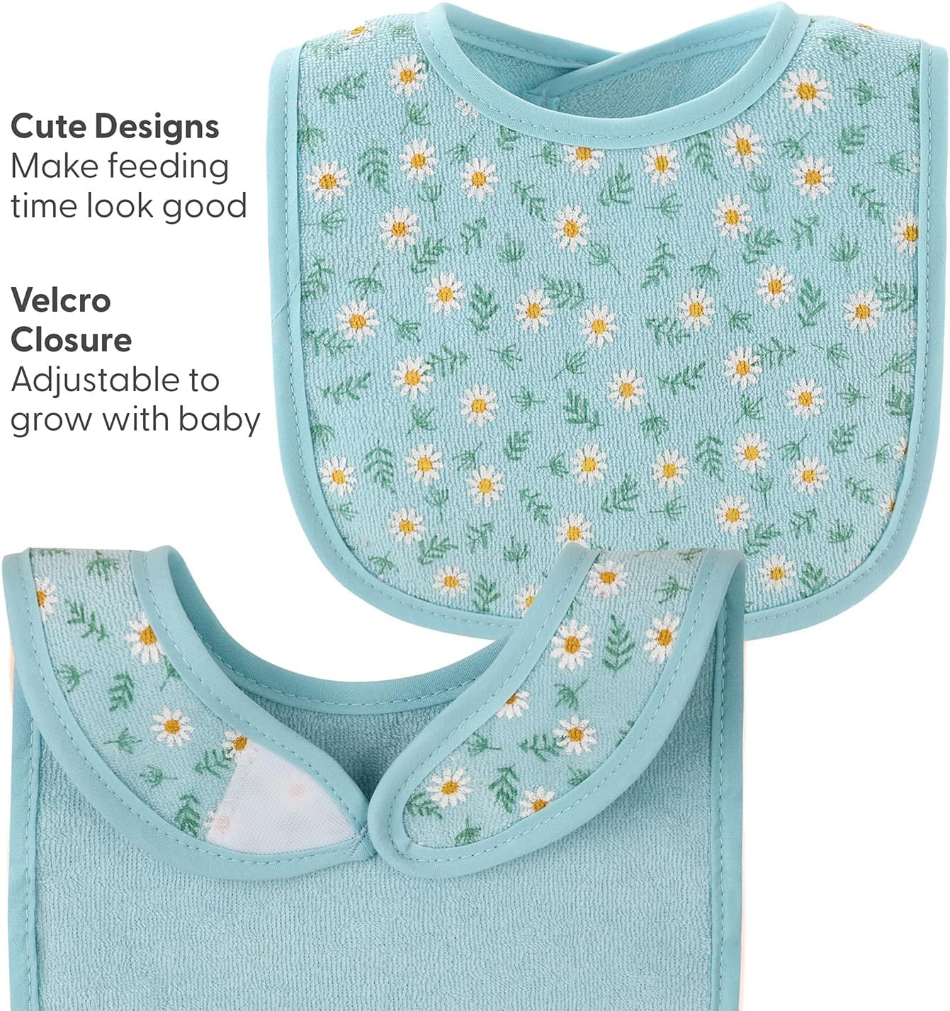 The Peanutshell Baby Girl Terry Bib Set of 10-100% Cotton, Soft, Absorbent Baby Bibs for Girls, Toddler Baby Girl Bibs Set, Newborn & Infant Bib - Rainbow Floral