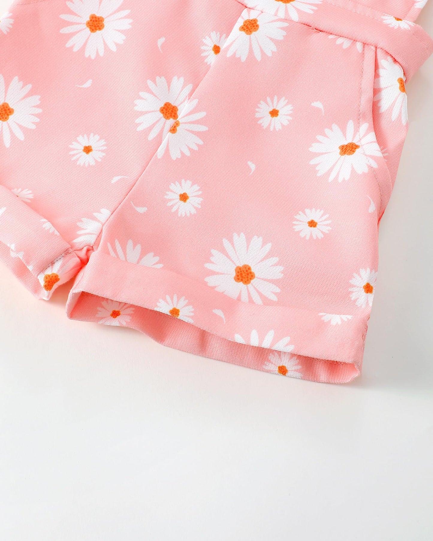SUNNY PIGGY Toddler Baby Girl Overalls Clothes Toddler Adjustable Suspender Jumpsuit Short Sleeve Outfit Little Girl's Set