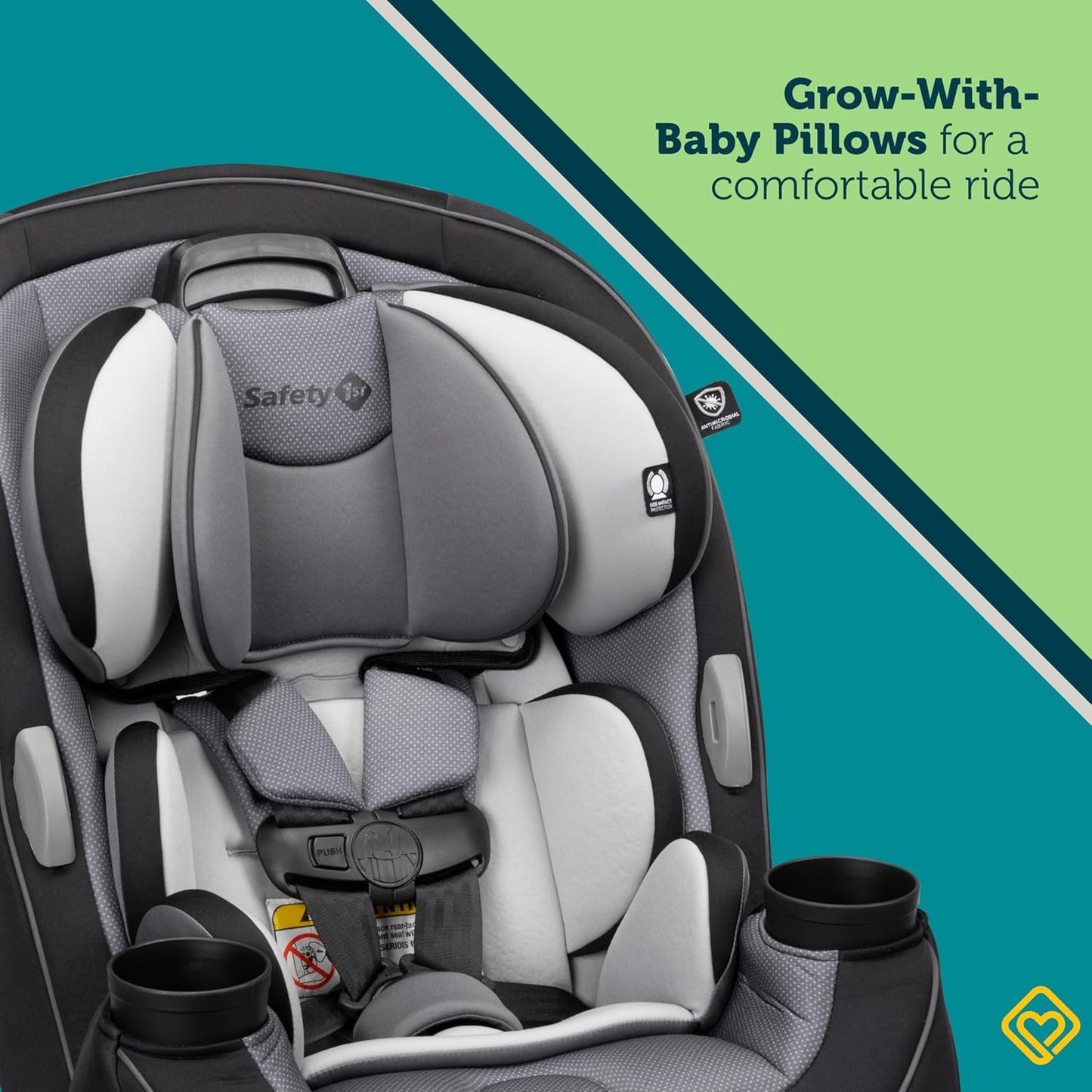 Safety 1st Grow and Go All-in-One Slim Convertible Car Seat, Rear Facing, 5-40 lbs, Forward Facing (30–65 lbs), High Back Booster Seat 40-100 pounds, Dunes Edge