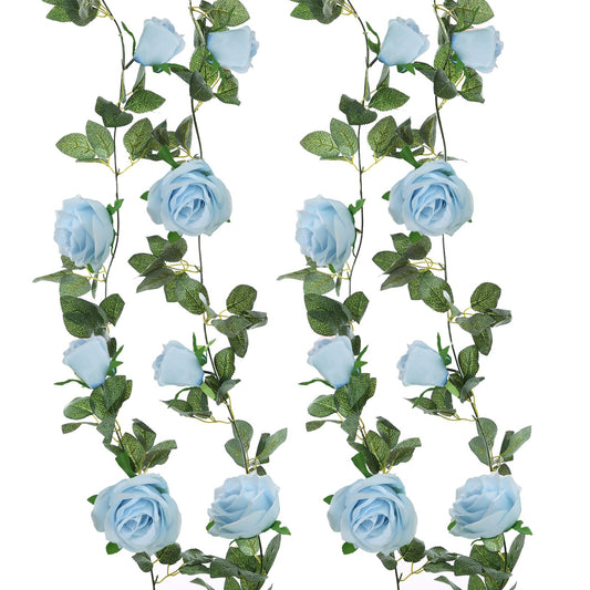 Felice Arts 2 Pack Pink Artificial Rose Garland Each 6.5FT Fake Rose Vine Hanging Floral Garland for Wedding Flowers Table Centerpiece Arrangement Baby Shower Decor
