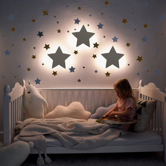 Cloud Lamp (Pack of 1) with Nursery Wall Decals - Baby Night Light - Cloud Nursery Decor - 3 Levels Dimmer - Rechargeable - Baby Room Decor - Nursery Lighting