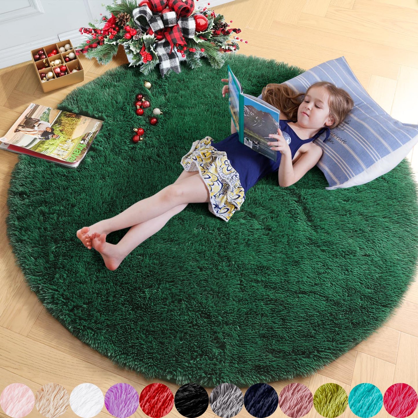 Pink Round Area Rugs 6Ft for Bedroom Living Room, Big Fluffy Shag Circle Rug for Kids Playroom, Cute Preppy Room Decor for Teen Girls, Cozy Fuzzy Furry Plush Carpets for Baby Nursery, Dorm, Classroom