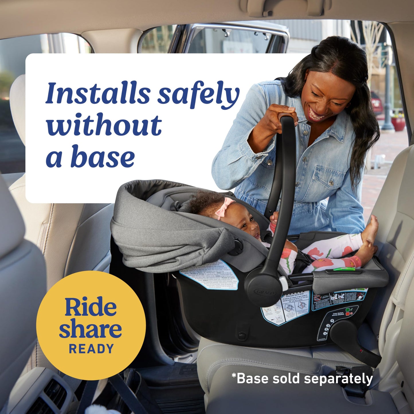 Graco Gomax Infant Car Seat, Orchid Haze, Lightweight, Reclining Rear Facing Car Seat Installs Without a Base