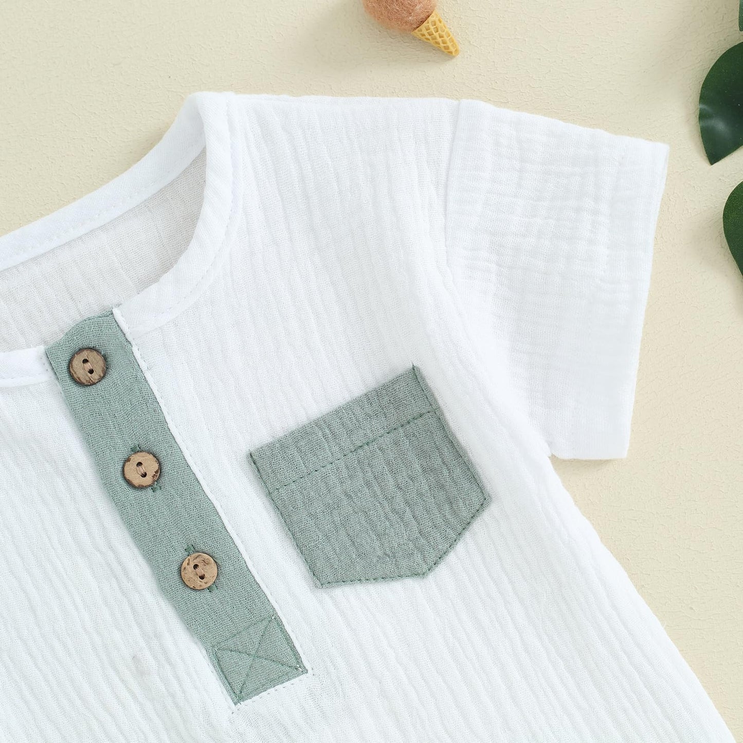fhutpw Baby Boy Summer Outfits Henley Shirt Soft Pocket Short Sleeve Tops & Shorts Sets Infant 3 6 12 18 Months 2T Clothes