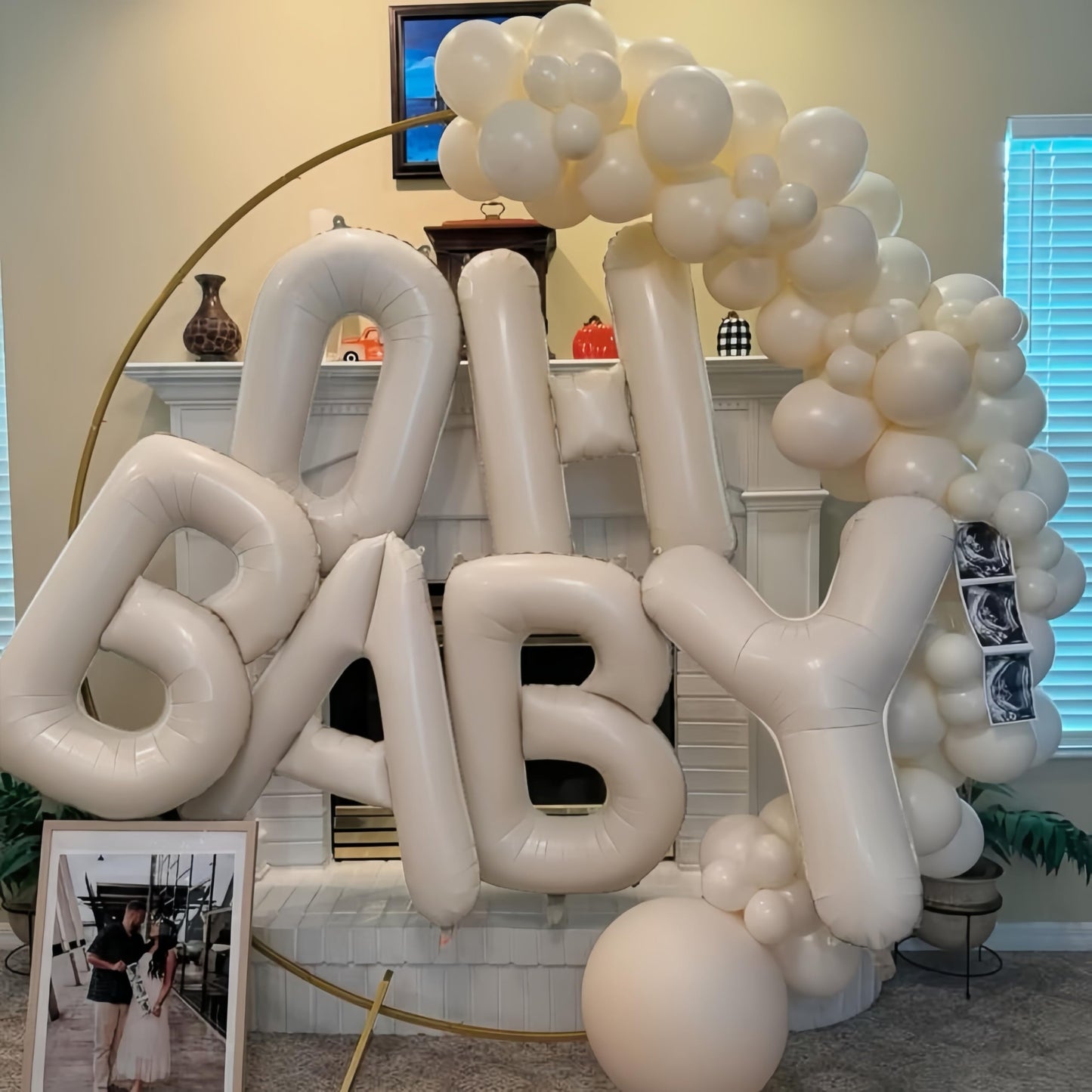 40 Inch Beige OH BABY Balloon for Baby Shower, Large Cream White Oh Baby Balloons Letters with Ribbon, Neutral Ivory Alphabet Oh Baby Balloon Banner Sign for Gender Reveal Backdrop Party Decorations