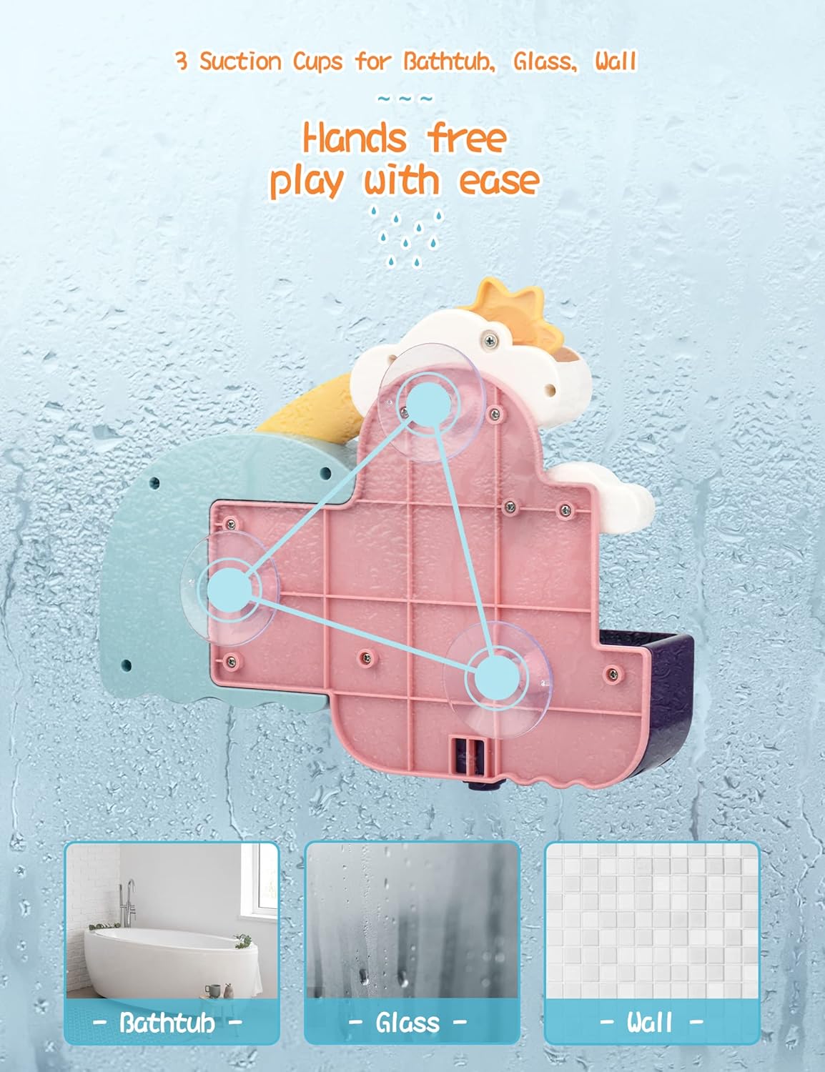 Baby Bath Toys, Fun Simple Physics Educational Bathtub Water Toy, Bath Time Fun Splash Toys for 1, 2, 3+ Year Old Boys Girls Toddlers, Safe Colorful Skin Friendly Waterwheel Bathing Toy