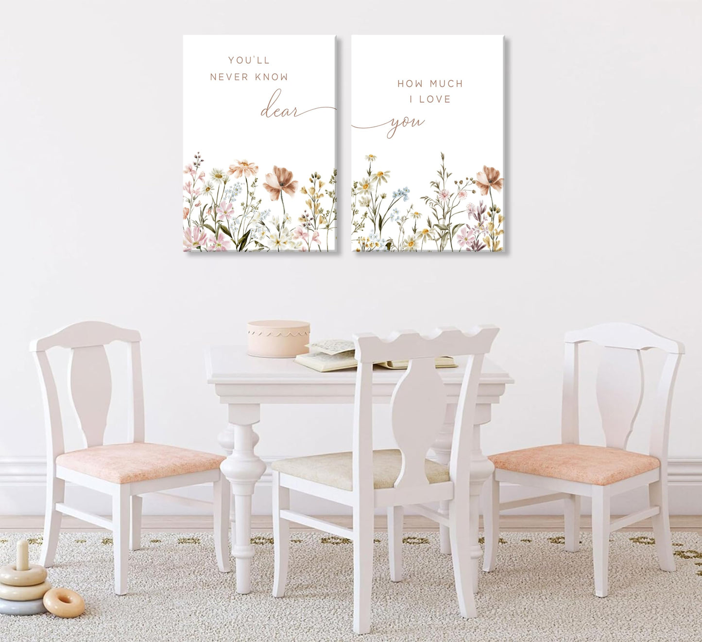libitea 2 Pcs Wildflower Nursery Wall Art Flower Botanical Sentence Poster Painting Picture Wall Decor Boho Girl Nurseries PrintArtwork for Nursery Baby Room Living Room Bedroom Home Decoration