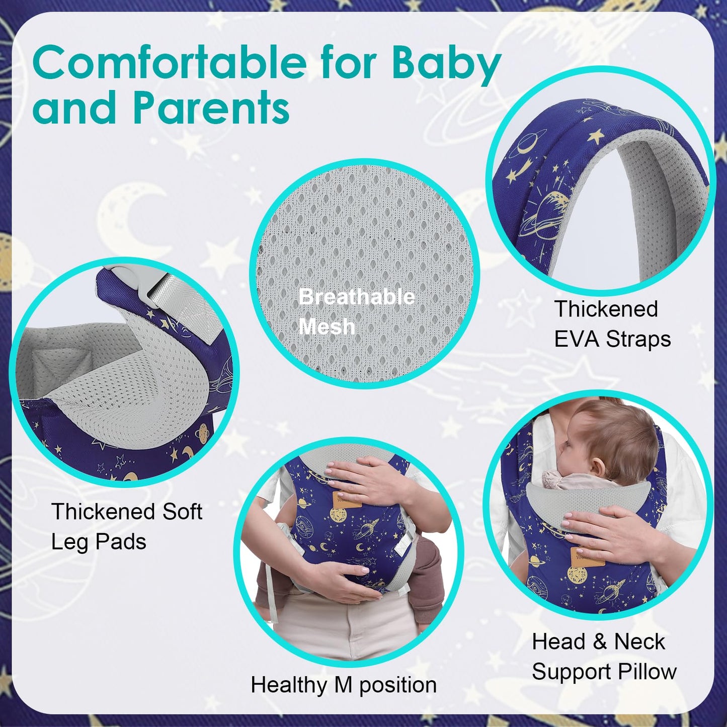 Baby Carrier Newborn to Toddler, Ergonomic Adjustable Toddler Carriers for 7-65 Lbs, Cozy Lightweight Infant Carrier with Neck Support, Baby Holder Carrier with Lumbar Support for Mom Dad