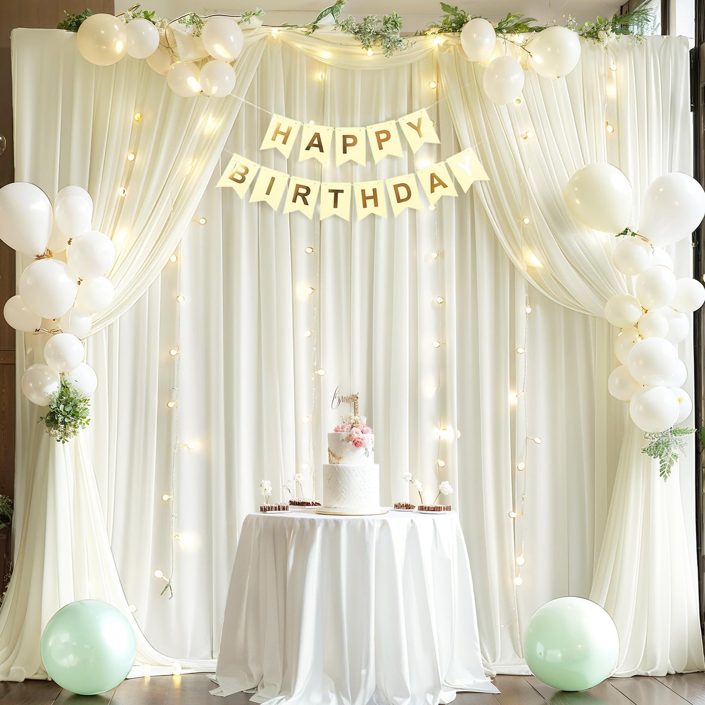 10x10ft Pink Backdrop Curtain with Lights String for Parties Wedding Wrinkle Free Soft Curtains Photo Backdrop Drapes for Girls Birthday Baby Shower Background Decorations 5x10ft, 2 Panels