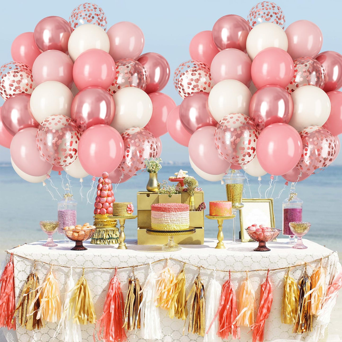 Dusty Blue Balloon Set, 60Pcs 12 Inch Slate Baby Blue White Sand Latex Balloon with Metallic Confetti Champagne Gold Helium Balloons for Birthday Party Baby Bridal Shower Boho Decortaions Supplies