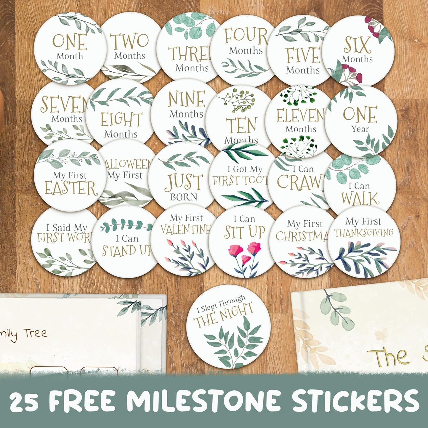 Baby Milestone Stickers, Baby Milestone, New Born Memory Book, Neutral Baby Animal Design, Baby Album And Memory Book.