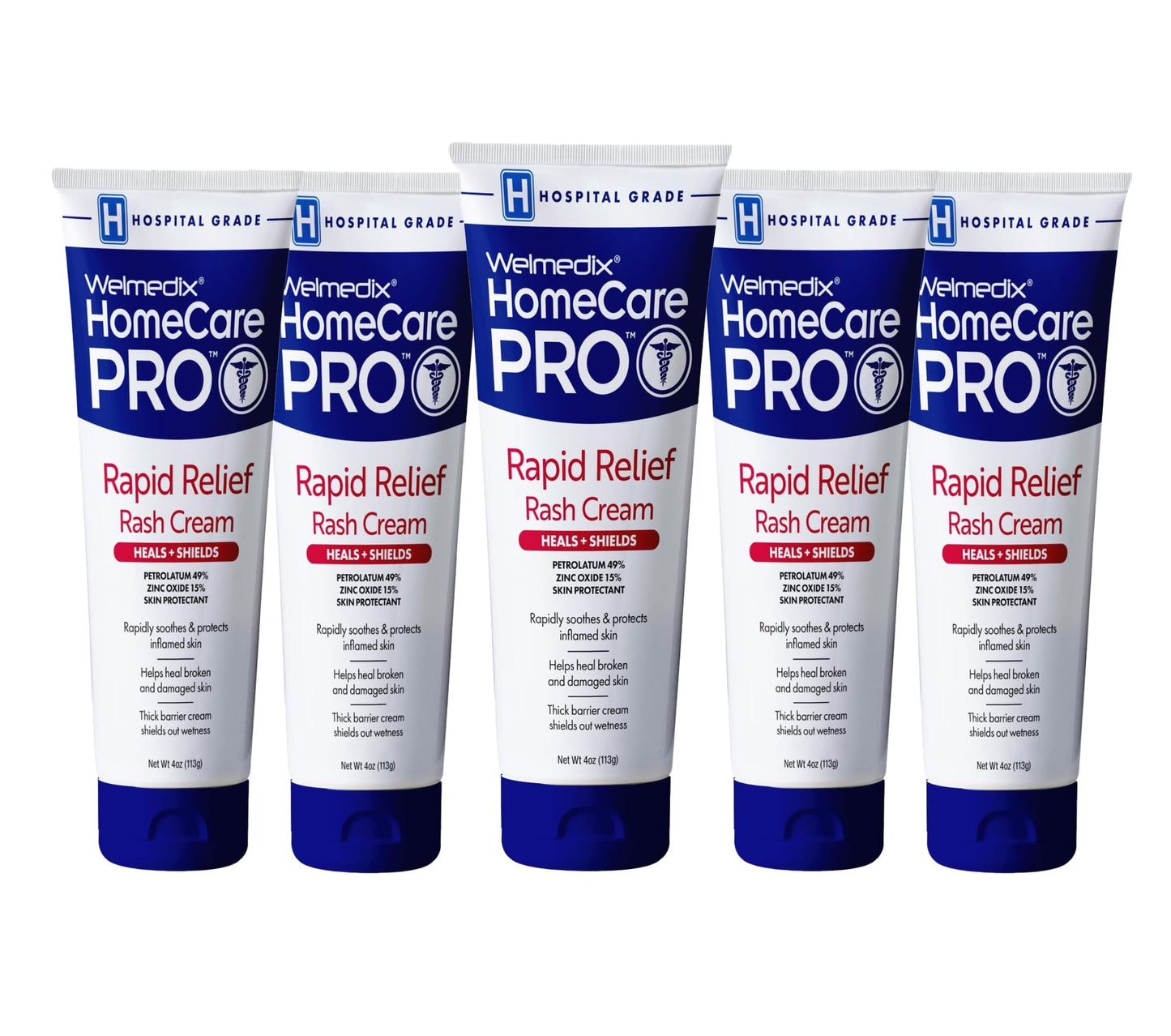 Rapid Relief Diaper Rash Cream with Zinc Oxide, Hospital Grade Barrier Cream for Adults, and Babies with Fragile or Sensitive Skin (4oz Tube, Pack of 3)