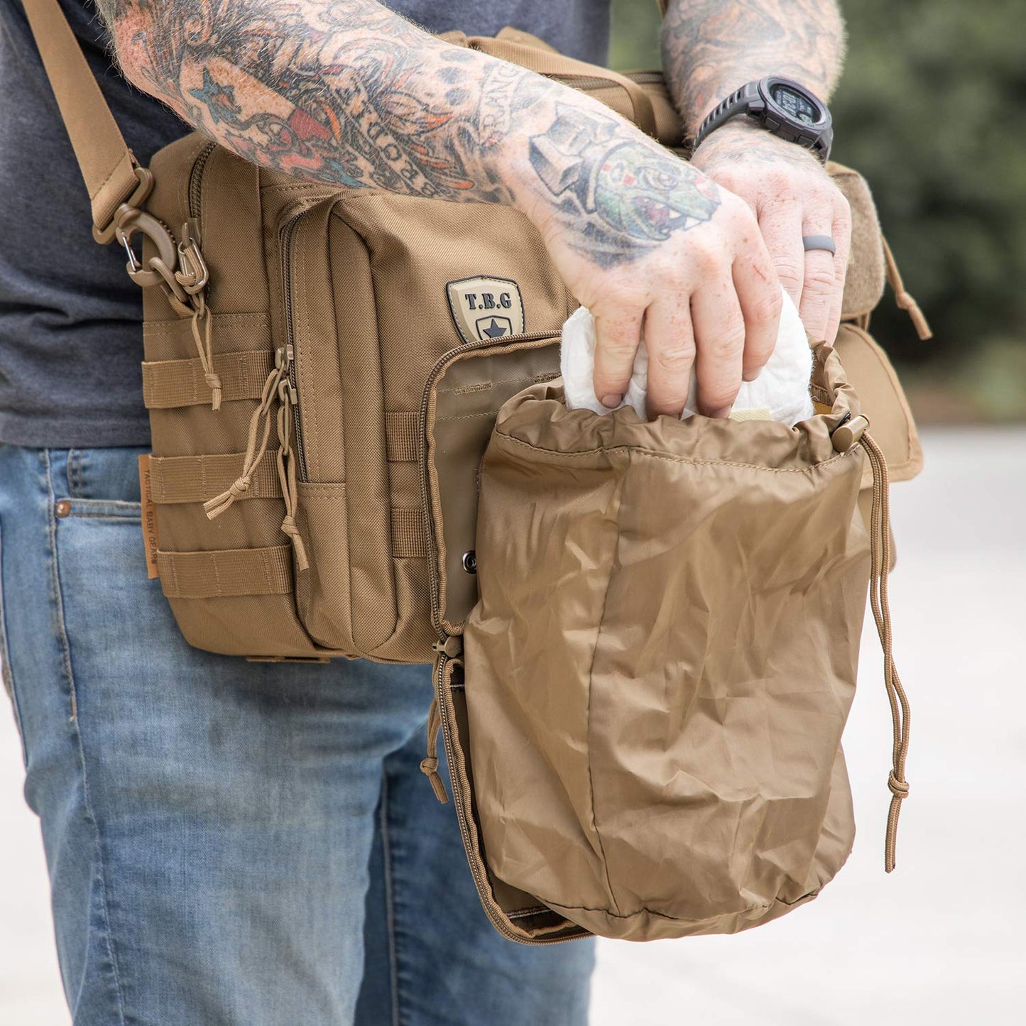 TBG - Dirty Diaper Dump Pouch for Tactical Diaper Bag - Removable & Washable (Coyote Brown)