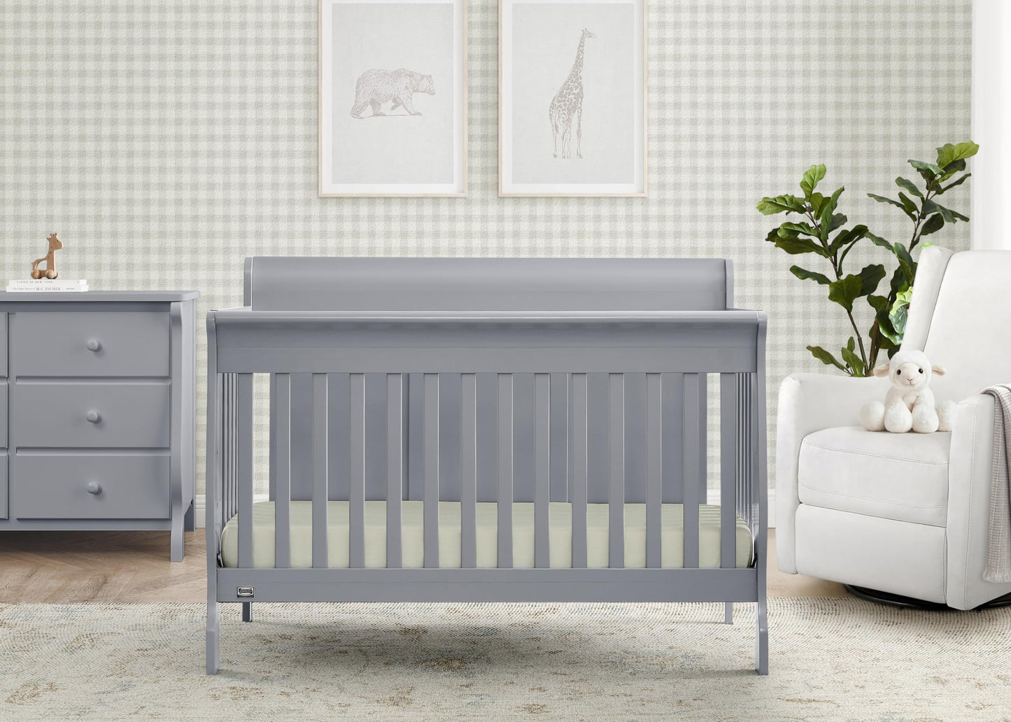 Delta Children Simmons Kids Carter 6-in-1 Convertible Crib - Greenguard Gold Certified, Black Ebony