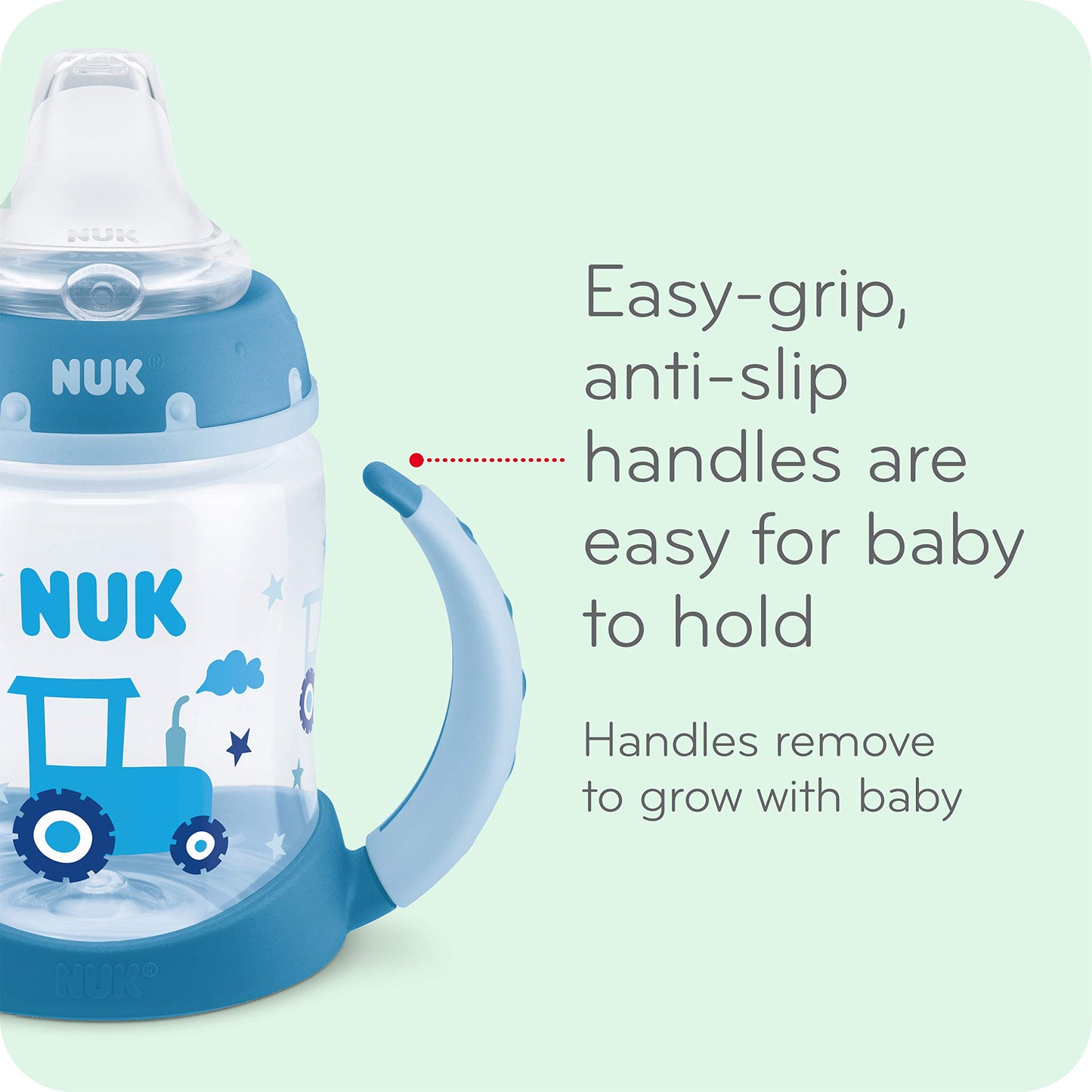 NUK Learner Cup, 10 oz, 8+ Months, 2 Count – BPA Free, Spill Proof Sippy Cup