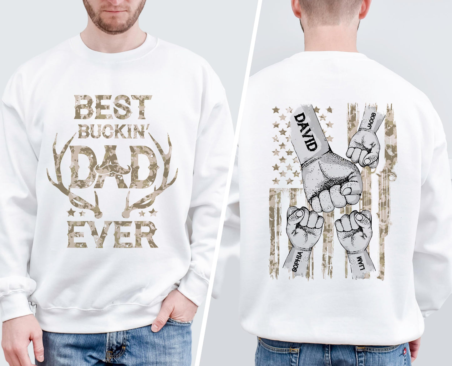 Personalized Fathers Day Shirts for Dad, Grandpa Shirt with Grandkids Names, Gifts for Dad Hunting Fishing