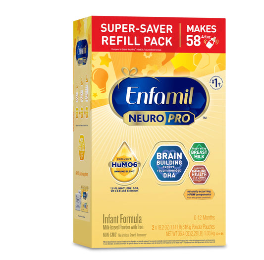 Enfamil NeuroPro Baby Formula, MFGM* 5-Year Benefit, Expert-Recommended Brain-Building Omega-3 DHA, Exclusive Immune Supporting HuMO6 Blend, Infant Formula Powder, Baby Milk, 36.4 Oz (Pack of 4)