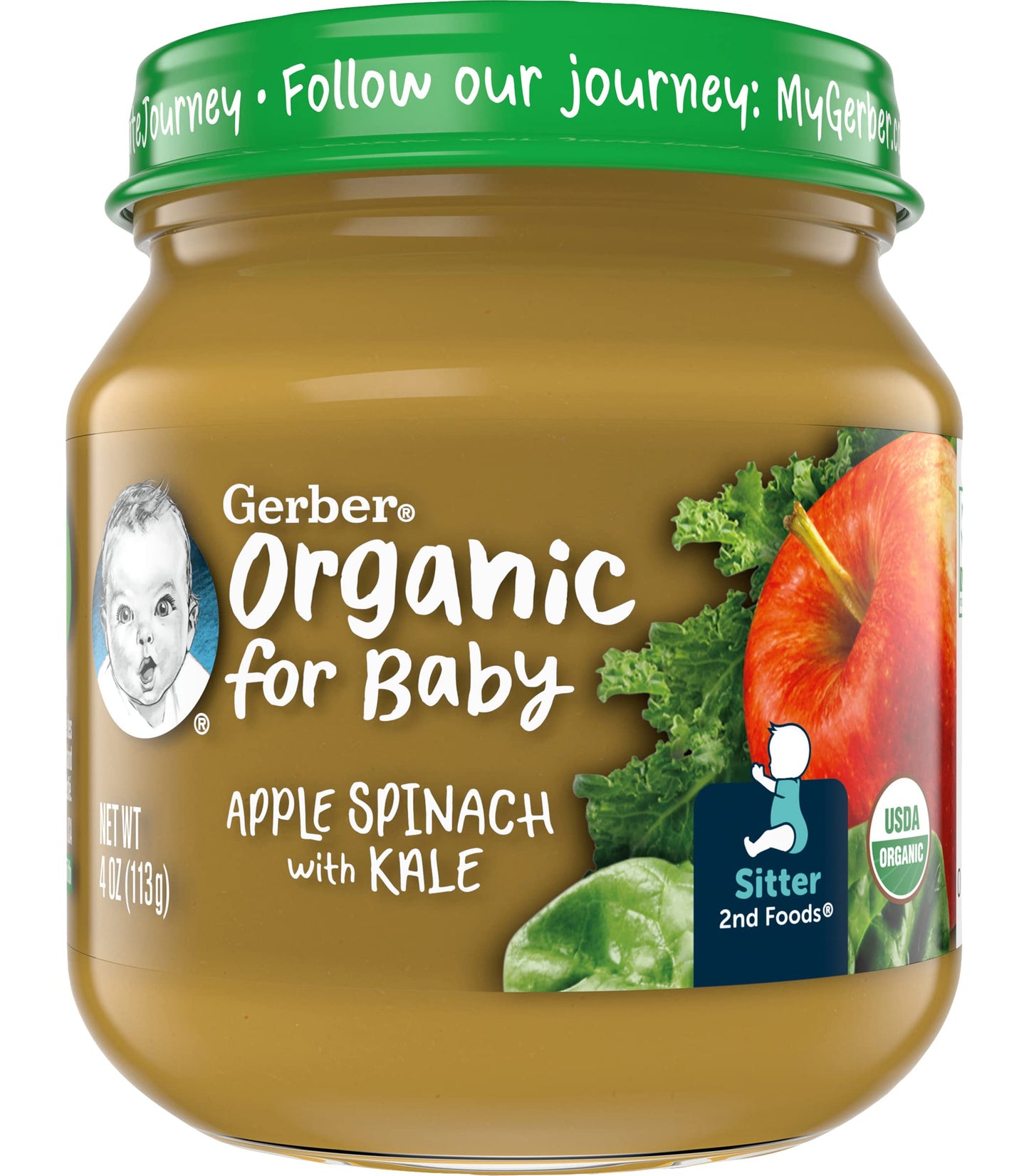Gerber Purees Organic 2nd Foods Apple Wild Blueberry Baby Food Glass Jar (Pack of 6)