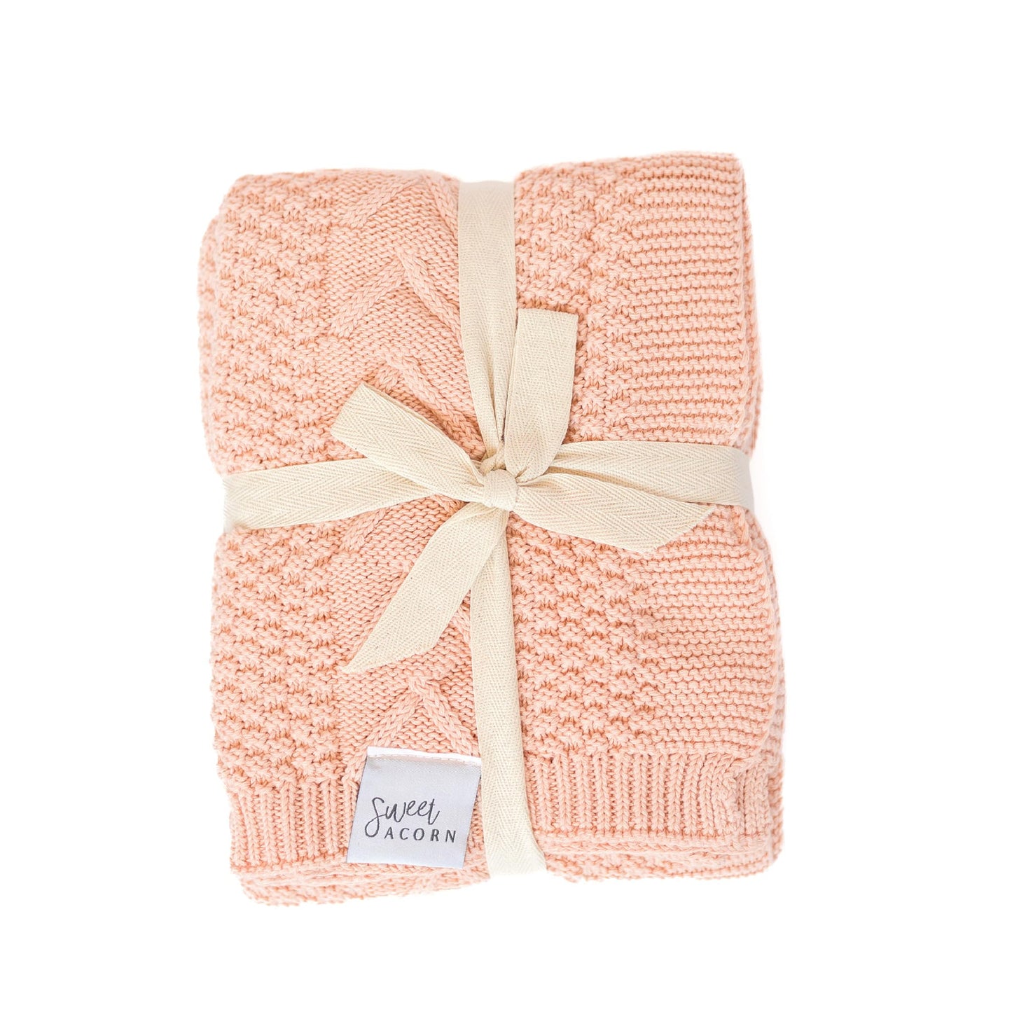 Knit Baby Blanket in Elegant Pattern, Organic Cotton Blankets for Crib or Stroller, Receiving Blankets - Salt White