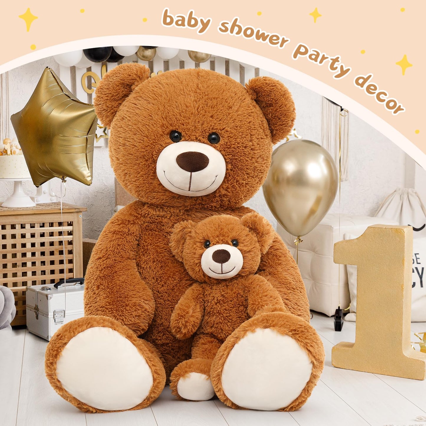 Muiteiur 49 inch Giant Teddy Bear Stuffed Animal, Big Bear Plush with Big Footprint, Great Gift for Party Decorations (Brown)