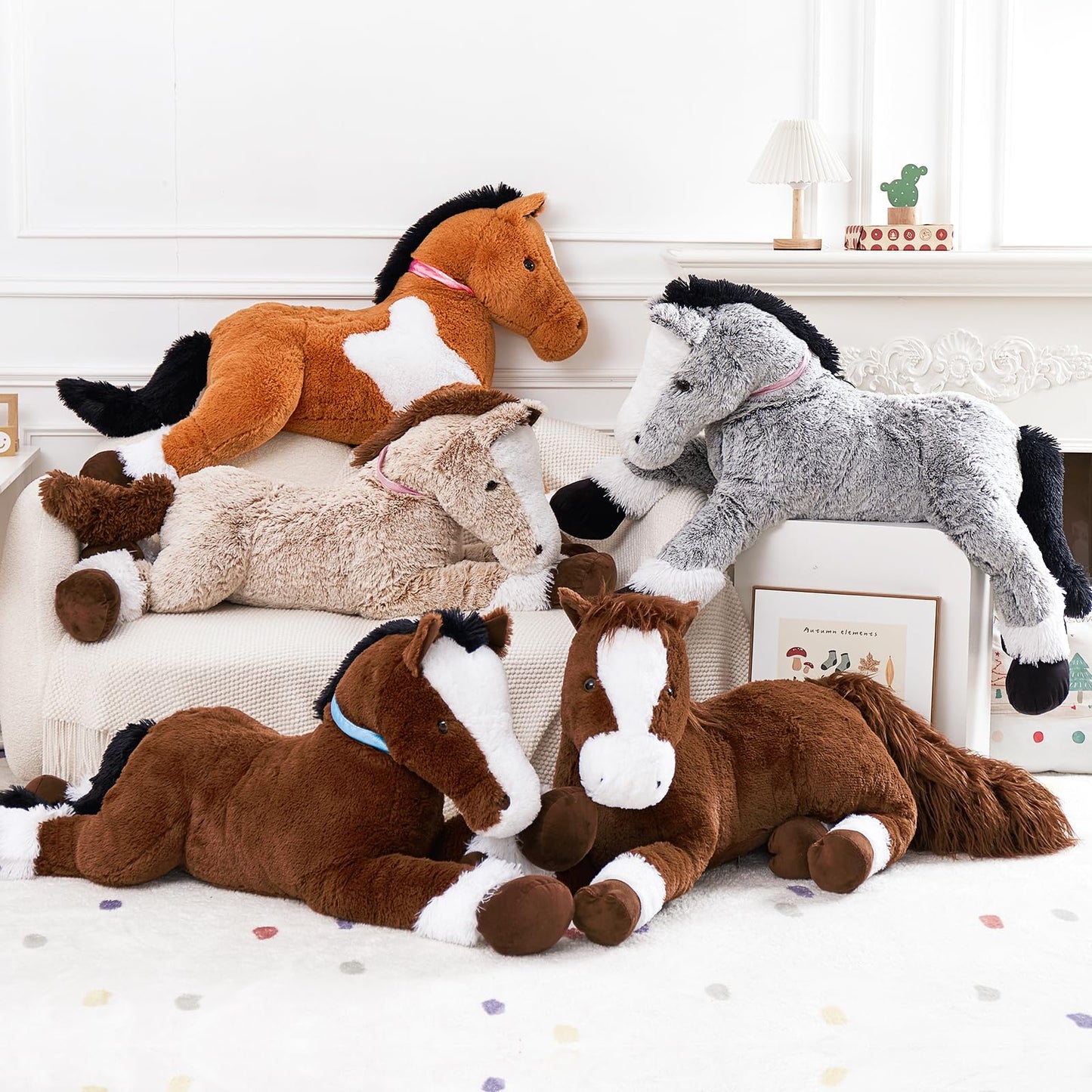 Tezituor 47 Inch Giant Horse Stuffed Animal, 4ft Realistic Chocolate Stuffed Horse Plush Toy, Hugging Soft Horse Pony Plush Pillow for Boys Girls,