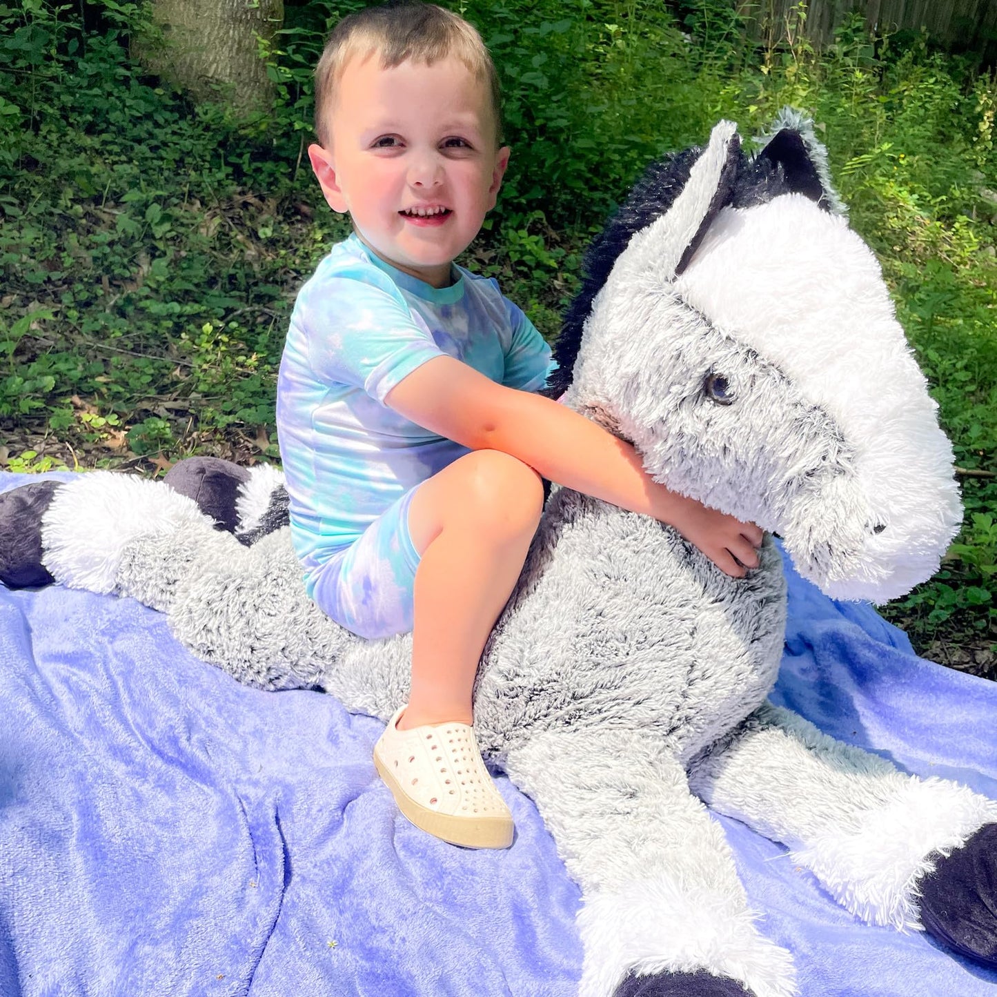 Tezituor Giant Stuffed Animal, 4ft Large Brown Pony Plush Toy, 47 inch Horse Plush Pillow Gift for Boys Girls