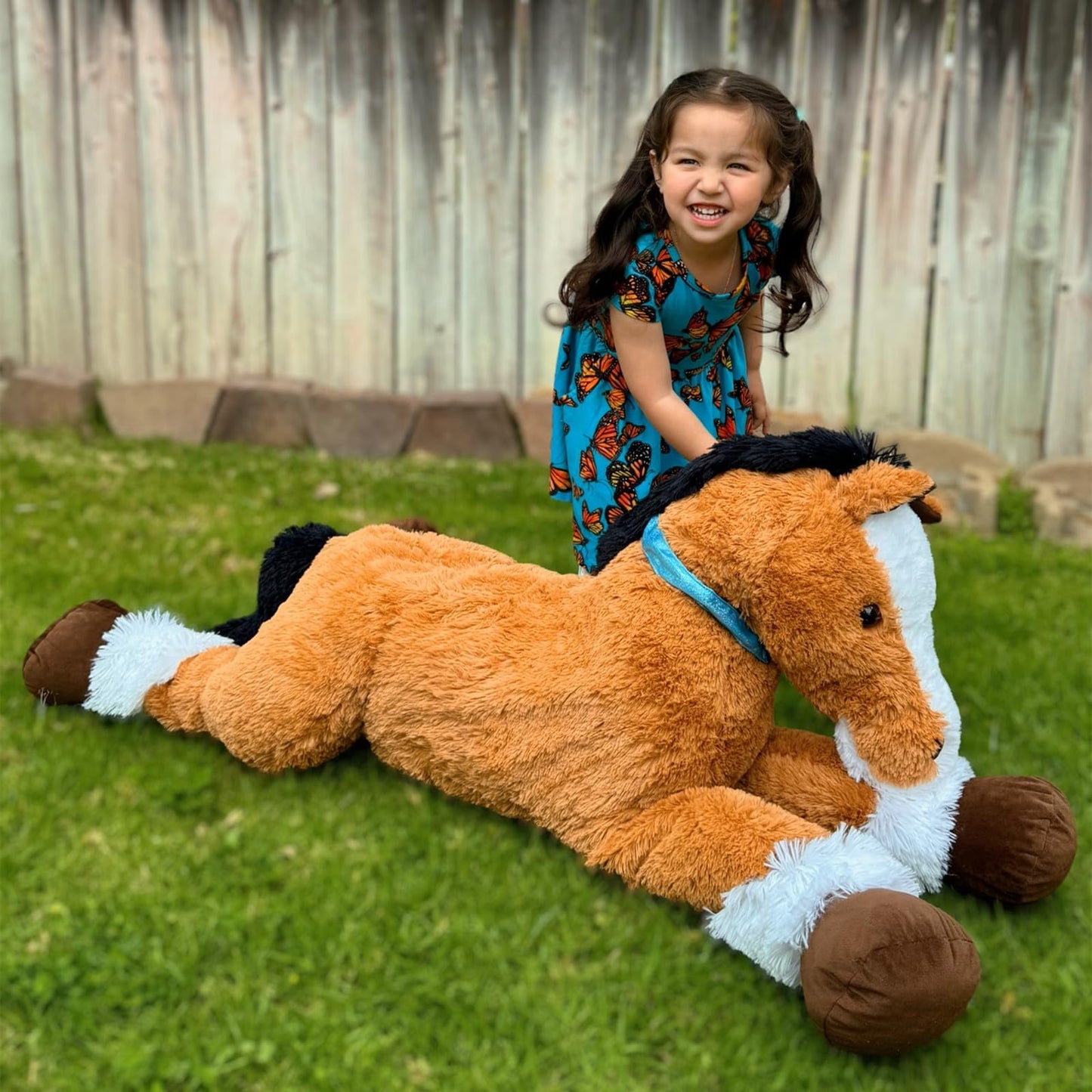 Tezituor 47 Inch Giant Horse Stuffed Animal, 4ft Realistic Chocolate Stuffed Horse Plush Toy, Hugging Soft Horse Pony Plush Pillow for Boys Girls,