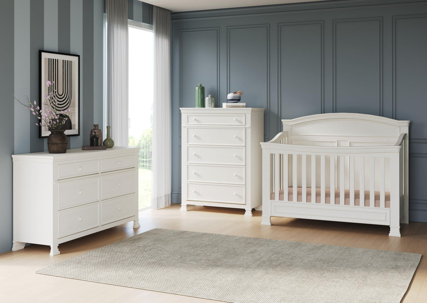 Child Craft Legacy Westgate 4-in-1 Convertible Crib, Baby Crib Converts to Day Bed, Toddler Bed and Full Size Bed, 3 Adjustable Mattress Positions, Baby Safe Finish, Fully Assembled (Vintage Linen)