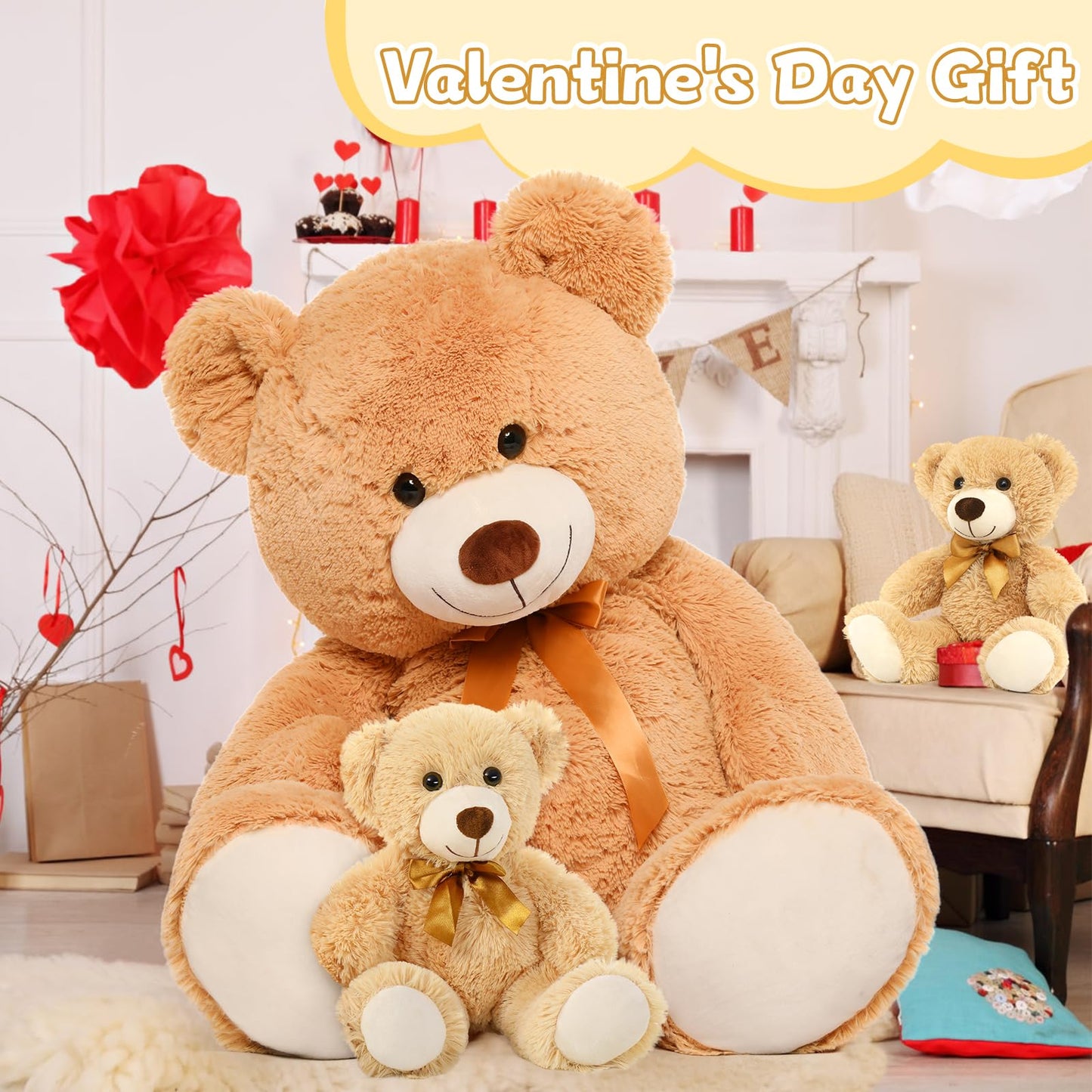 MorisMos 6Pcs Teddy Bears Bulk Baby Shower, 14inch Cute Teddy Bear Stuffed Animals Plush, Small Stuffed Bears on Centerpiece Baby Shower, White