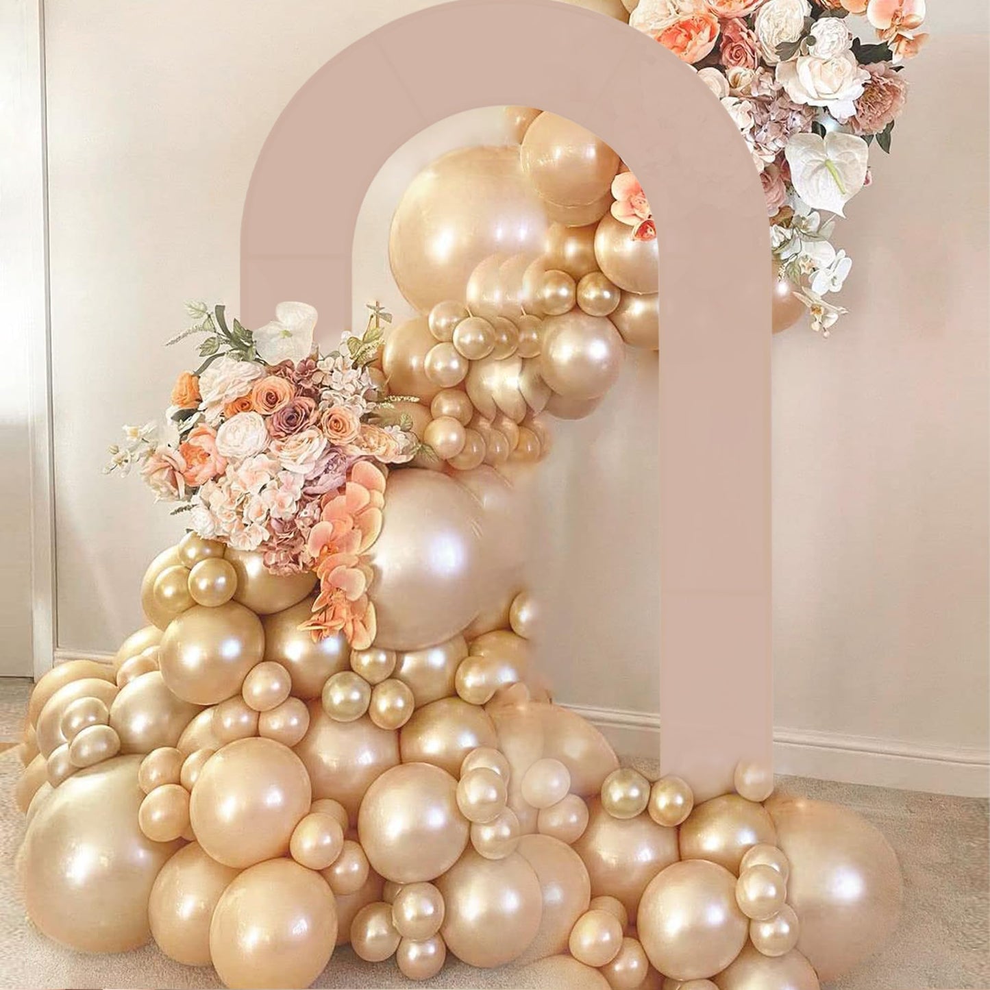 Double Arch Backdrop Stand Metal Open Arch Backdrop Frame U Shaped Wedding Arches for Ceremony Baby Shower Garden Birthday Party Decoration (Gold, 6FT×3FT)