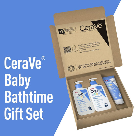 CeraVe Baby Bath Set, 8oz Wash & Shampoo + 8oz Moisturizing Lotion + 3oz Healing Ointment, Fragrance, Parabens, Phthalates, & Tear Free Baby Bath Essentials