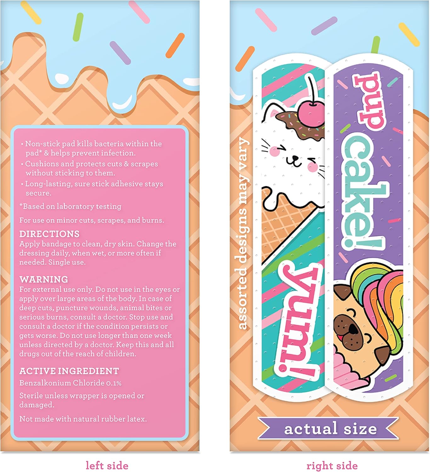 Yummy Animal Kids Bandages, 100 ct Super Cute Designs | Wear Like Stickers, Adhesive Bandages for Minor Cuts, Scrapes, Burns. Easter Basket Stuffers for Kids & Toddlers