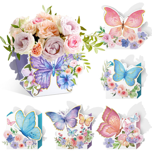 Fuutreo 6 Pcs Butterfly Centerpieces for Baby Shower, Birthday, Tea Party Favors, Tables Decor, Themed Party Supplies, Wedding Decorations