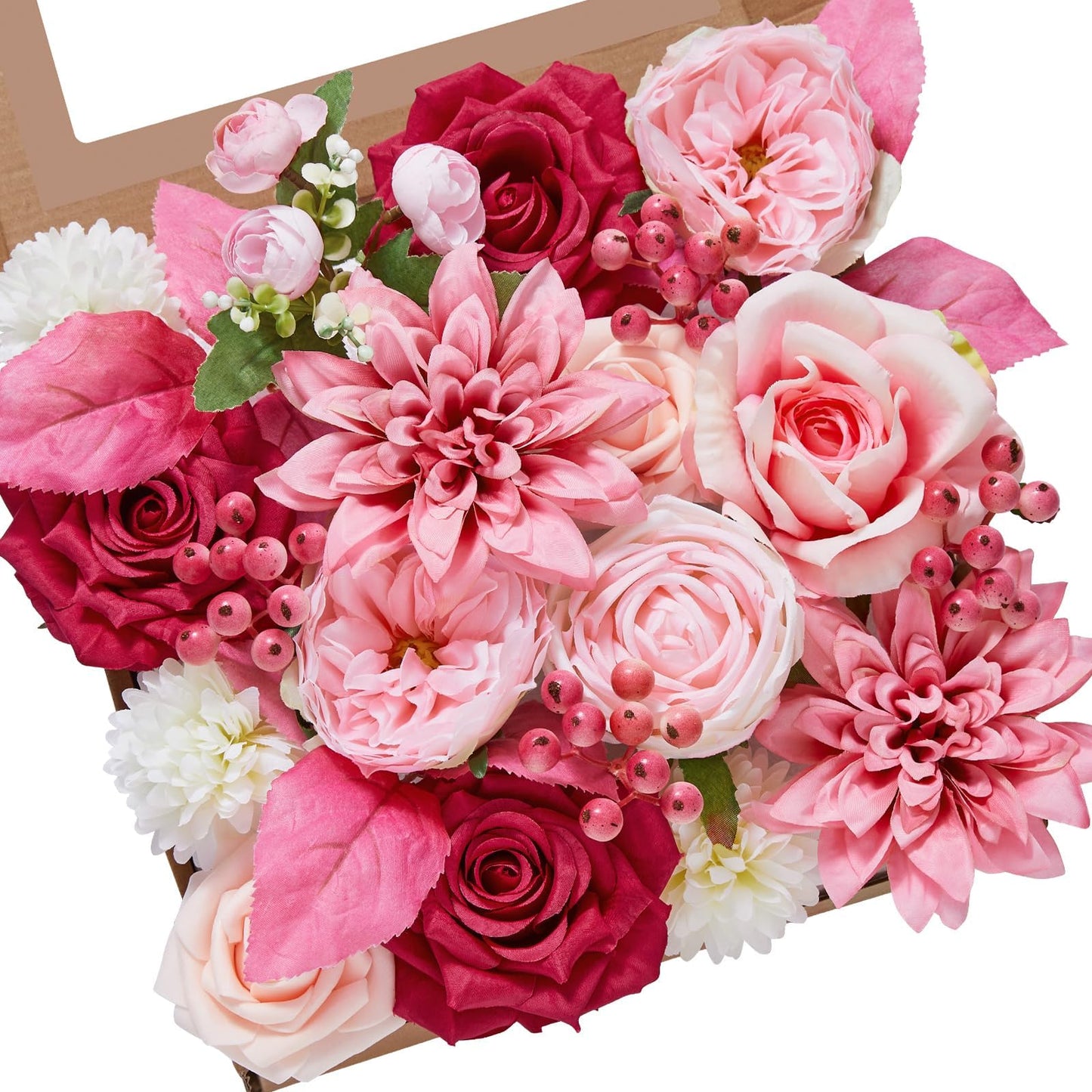 Serwalin Pink Artificial Flowers, Silk Fake Flowers for DIY Wedding Bridal Bouquets, Wedding Cake Flowers for Table Centerpieces Baby Shower Birthday Party Home Decorations