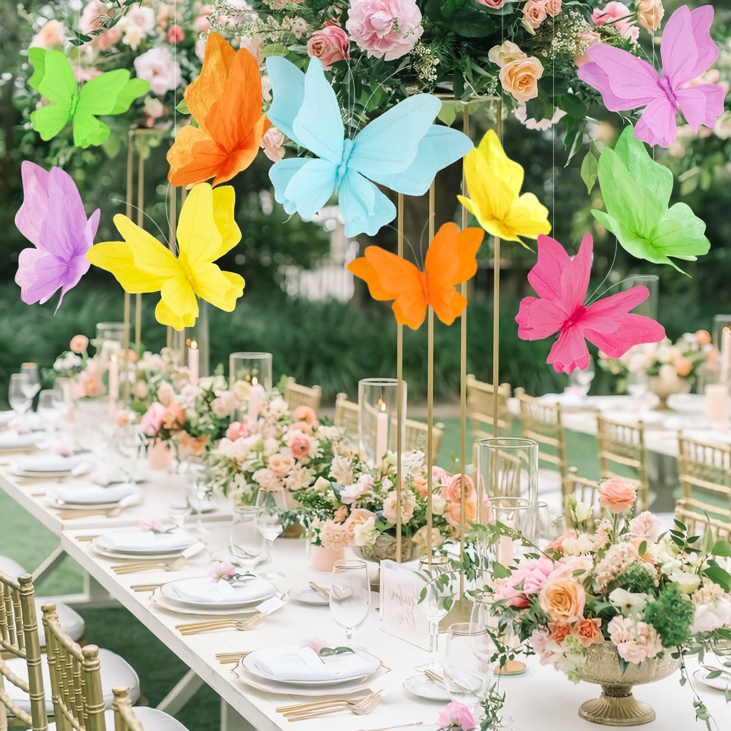SUNBEAUTY Butterfly Party Decorations, 3D Paper Butterfly Decoration, Hanging Paper Butterfly for Baby Shower Decorations Girls, Women, Paper Flowers for Wall Decoration, Set of 4