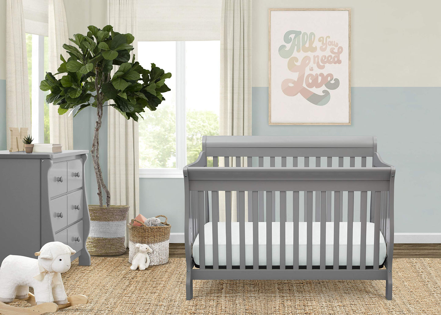 Delta Children Simmons Kids Carter 6-in-1 Convertible Crib - Greenguard Gold Certified, Black Ebony