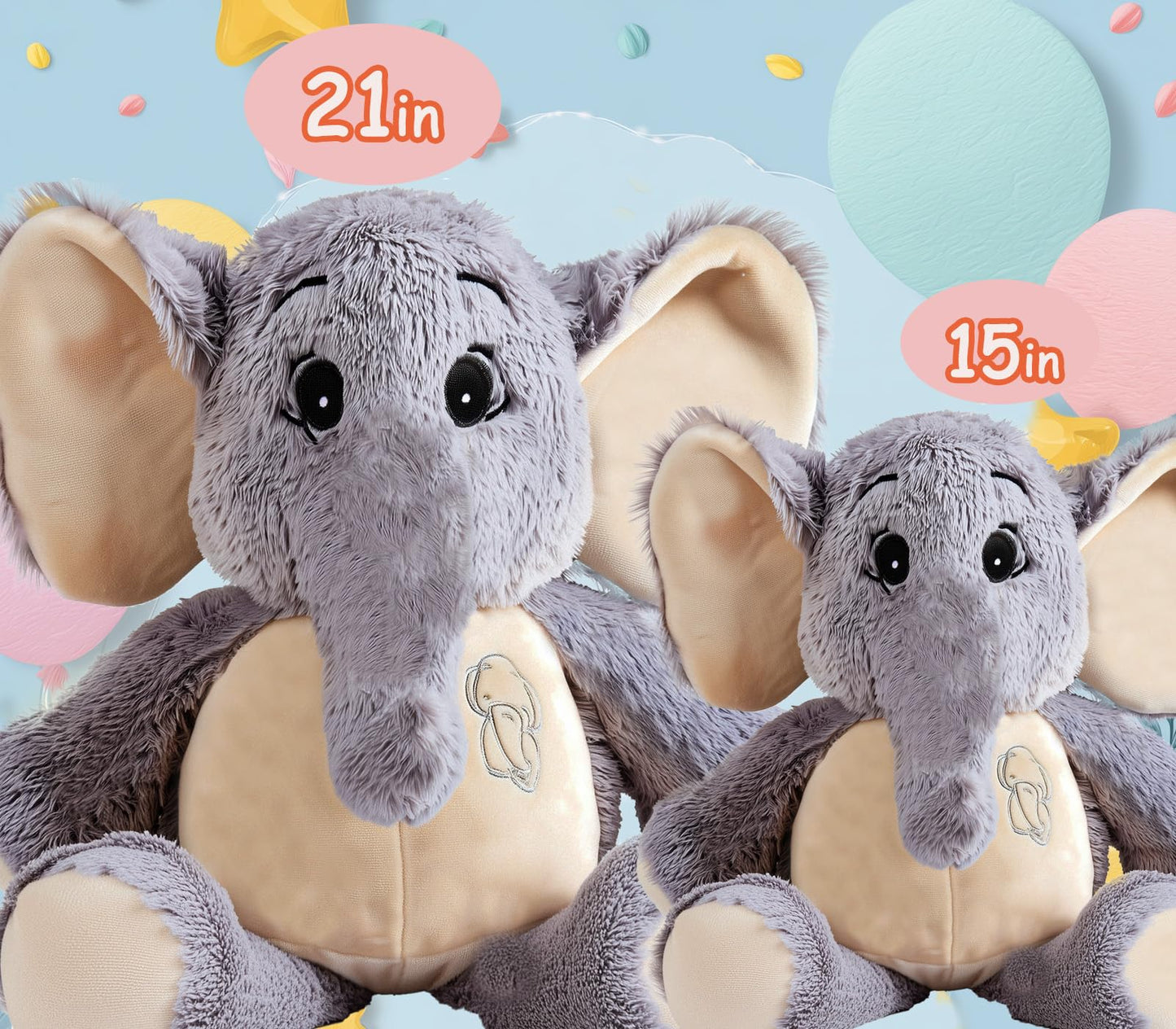Giant Elephant Stuffed Animal 39'', Large Plush Toy, Soft Huggable Cute Elephant Plush for Girls, Boys, Kids, Babies - Gifts for Birthday, Mother's Day, Christmas